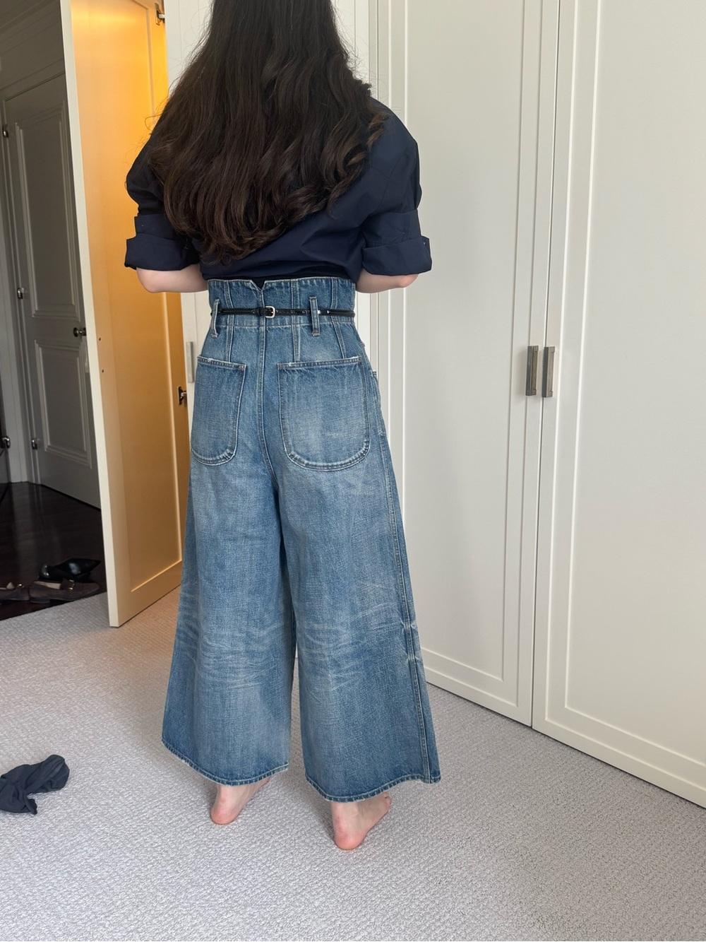 Celine Wide Leg High Rise Jeans Faded Blue 26 - Picture 3 of 12